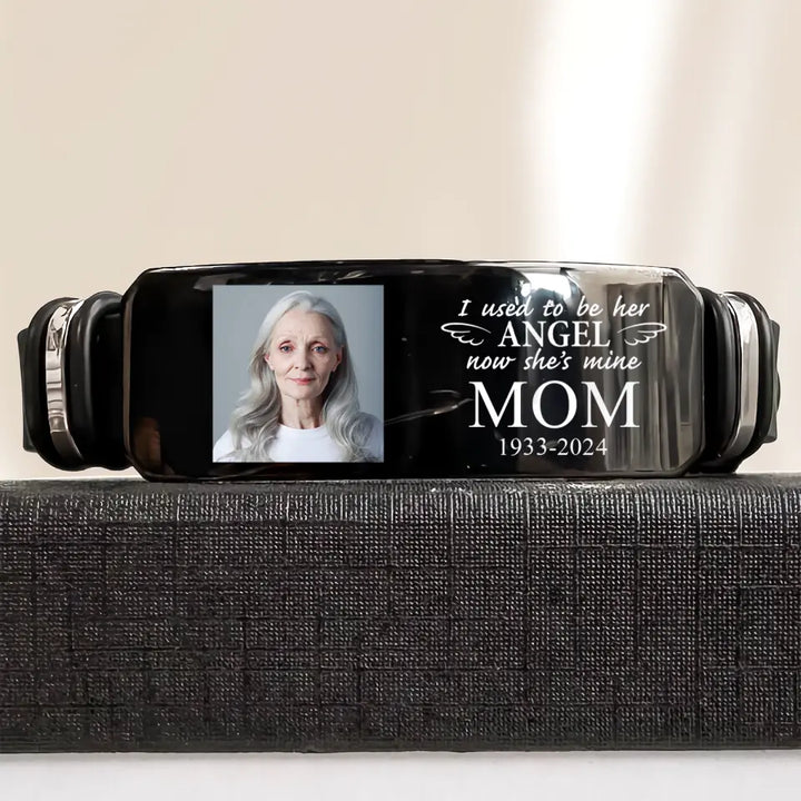 I Used To Be Her Angel - Personalized Custom Photo Bracelet - Memorial Gift