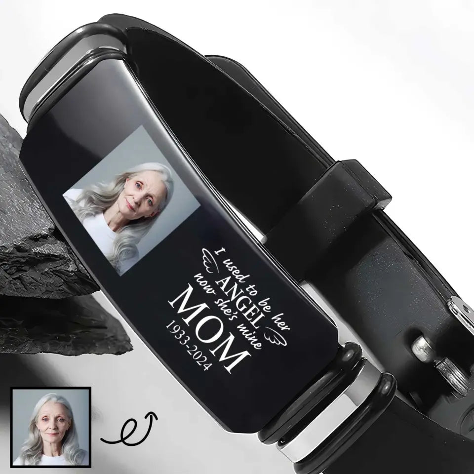 I Used To Be Her Angel - Personalized Custom Photo Bracelet - Memorial Gift