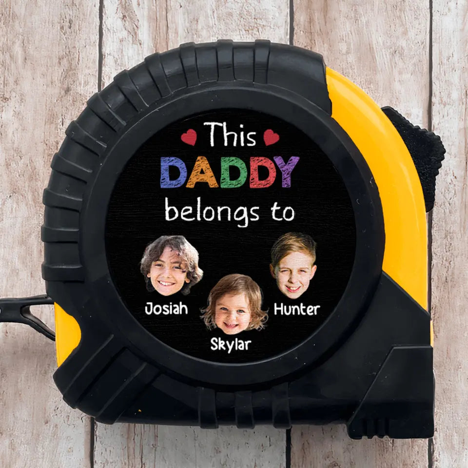 This Dad Belongs To Custom Photo - Personalized Custom Tape Measure - Father's Day Gift For Dad, Grandpa