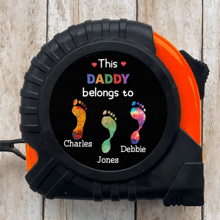 Footprint This Dad Belongs To - Personalized Custom Tape Measure - Father's Day Gift For Dad, Grandpa