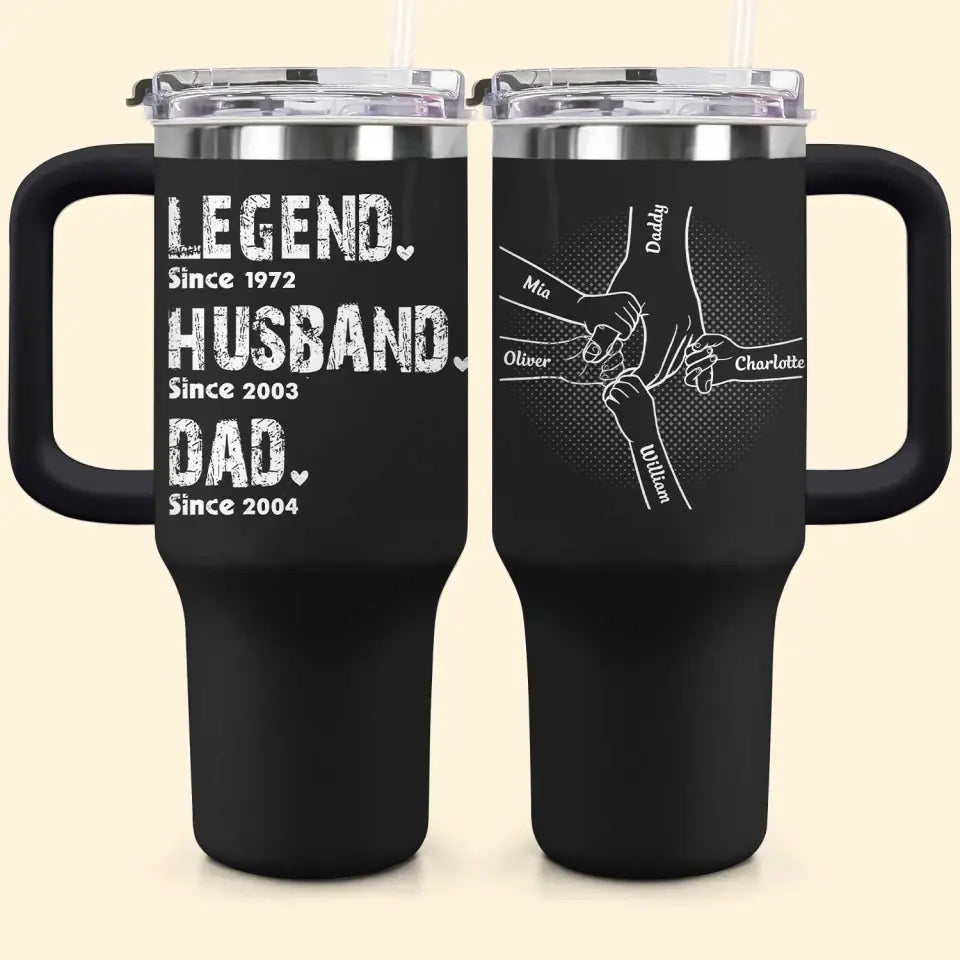 Dad Taught Me Everything I Know - Personalized Custom Tumbler With Handle - Father's Day Gift For Dad