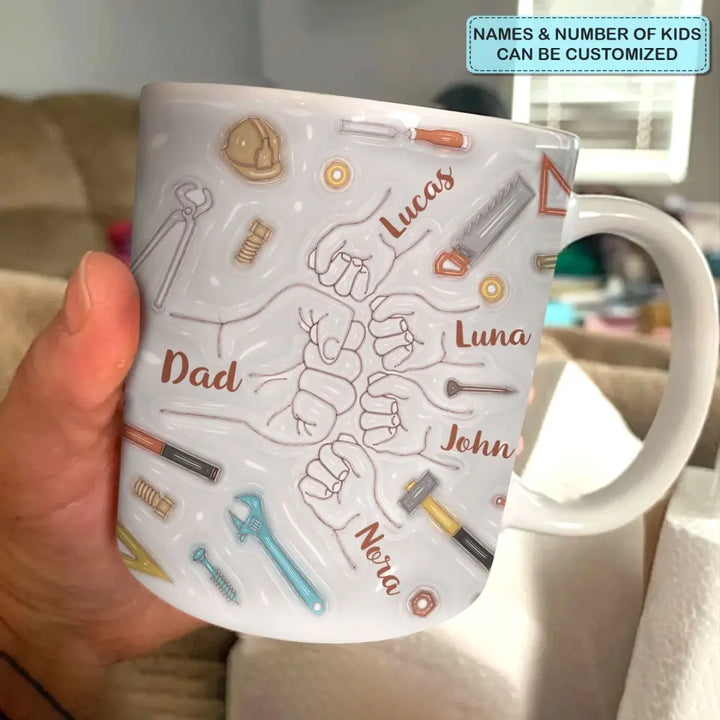 3D Dad First Bump - Personalized Custom 3D Inflated Effect Printed Mug - Father's Day Gift For Dad