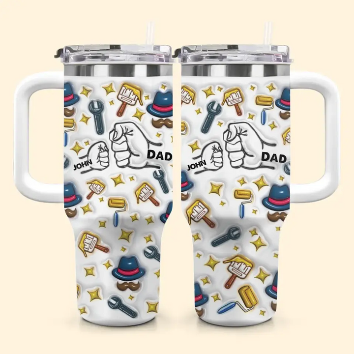 3D Dad Bump - Personalized Custom Tumbler With Handle - Father's Day Gift For Dad