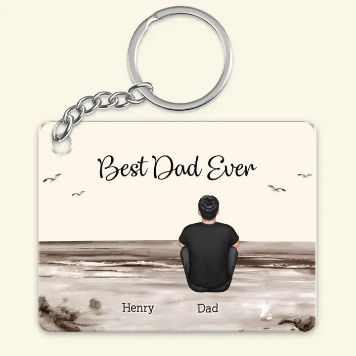 Beach Landscape We Love You - Personalized Custom Acrylic Keychain - Gift For Family Members