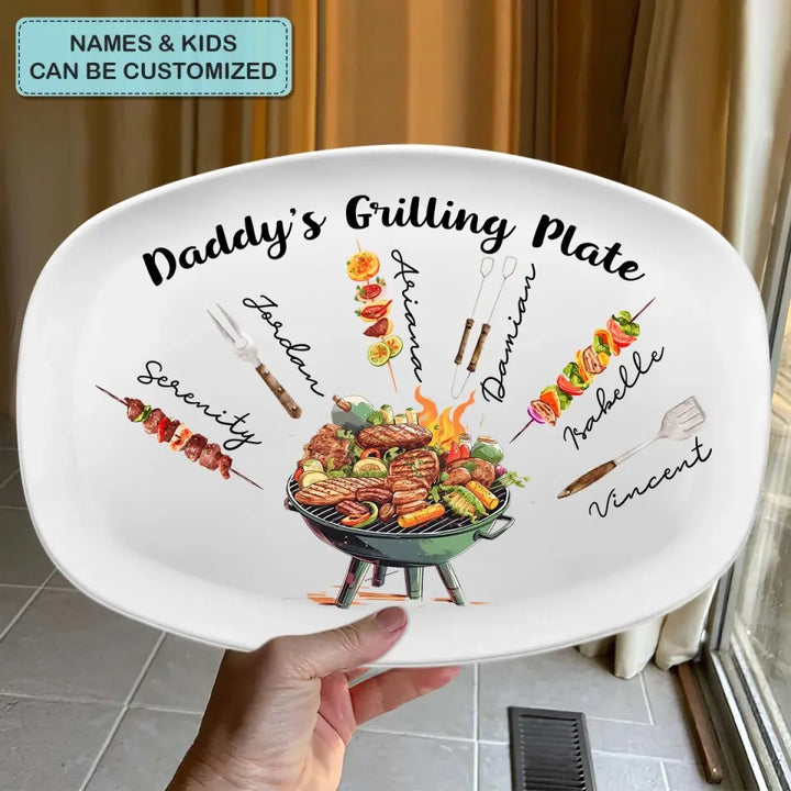 Daddy's Grilling Plate - Personalized Custom Platter - Father's Day Gift For Dad