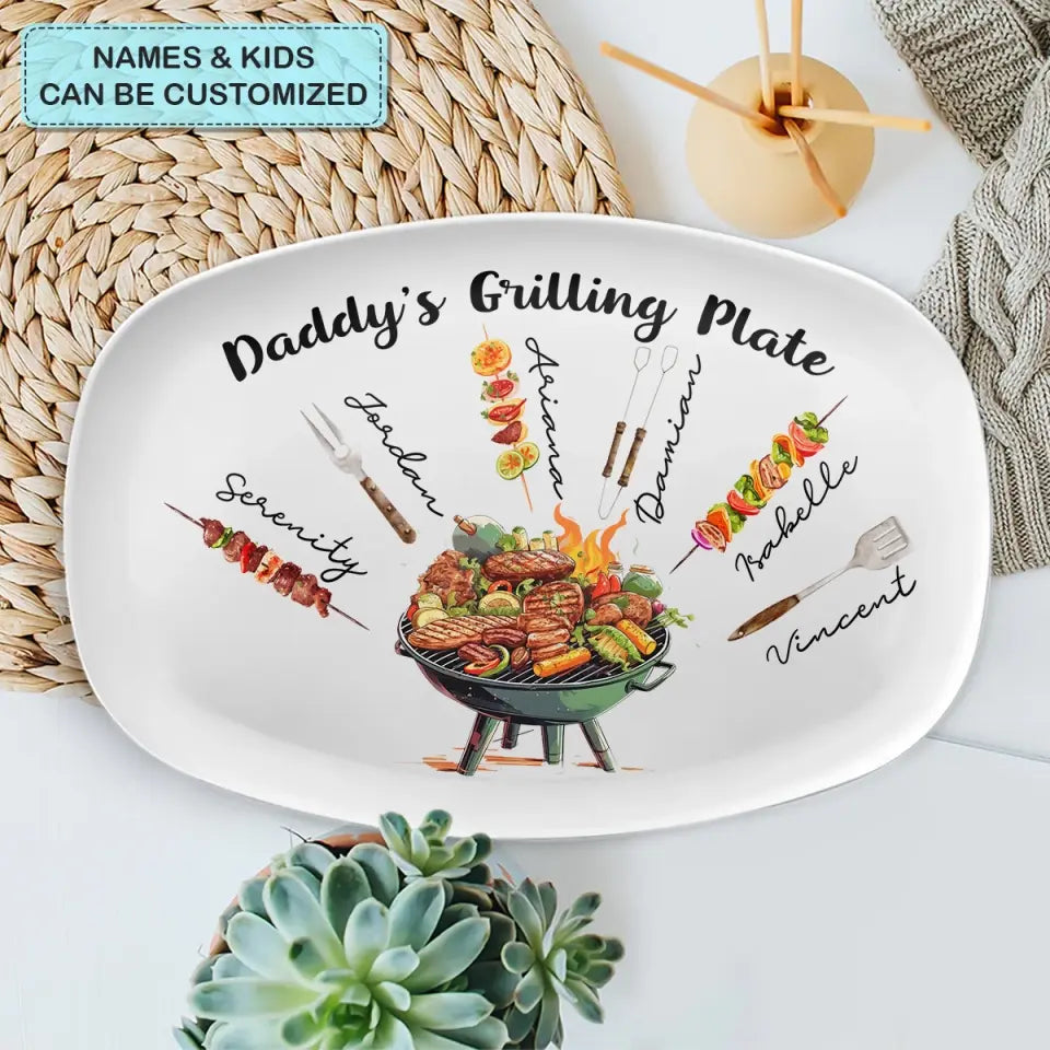 Daddy's Grilling Plate - Personalized Custom Platter - Father's Day Gift For Dad