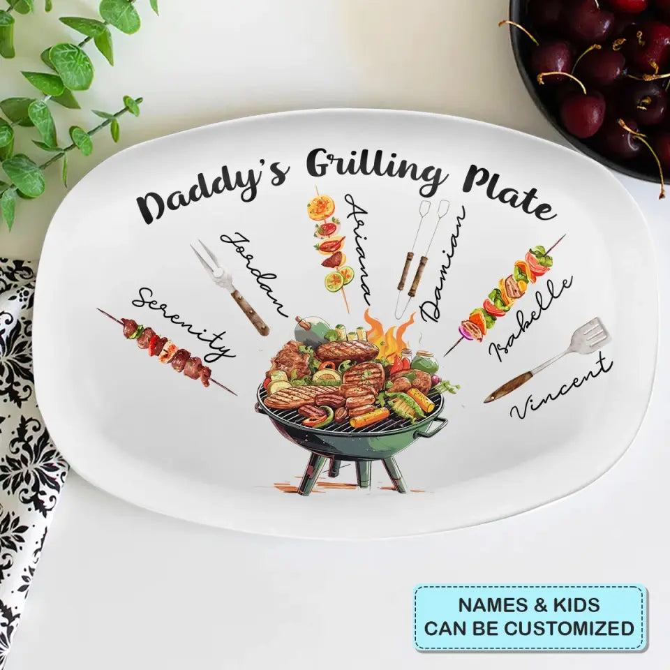 Daddy's Grilling Plate - Personalized Custom Platter - Father's Day Gift For Dad