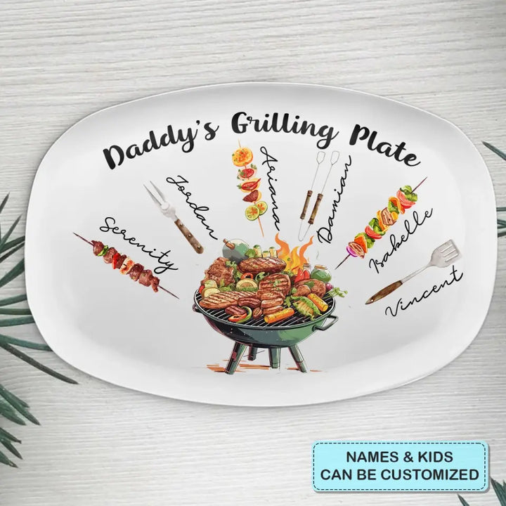Daddy's Grilling Plate - Personalized Custom Platter - Father's Day Gift For Dad