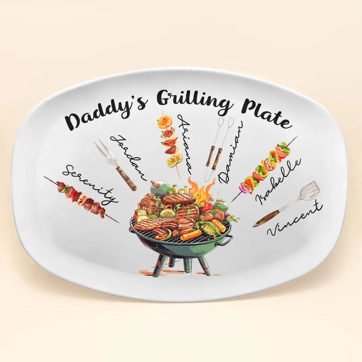 Daddy's Grilling Plate - Personalized Custom Platter - Father's Day Gift For Dad