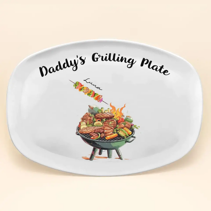 Daddy's Grilling Plate - Personalized Custom Platter - Father's Day Gift For Dad