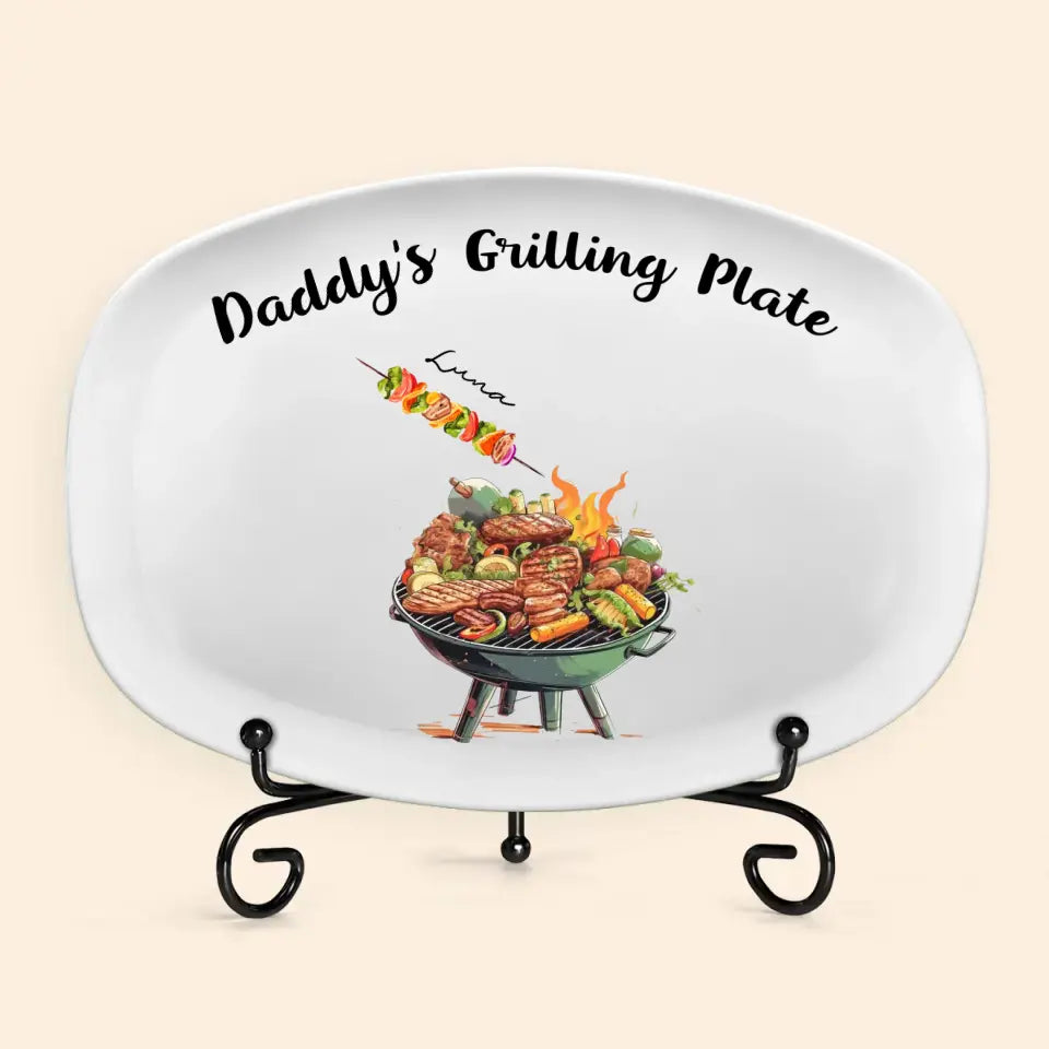 Daddy's Grilling Plate - Personalized Custom Platter - Father's Day Gift For Dad