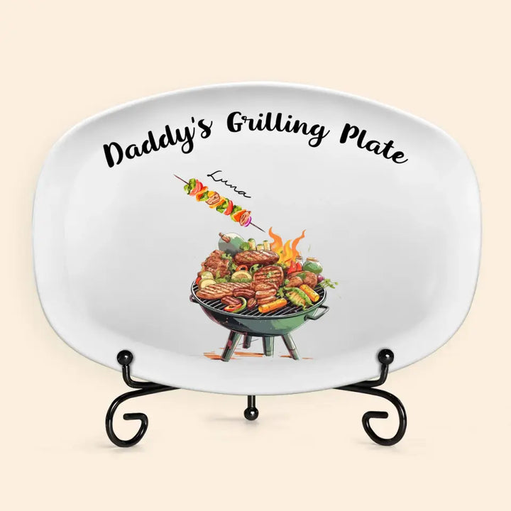 Daddy's Grilling Plate - Personalized Custom Platter - Father's Day Gift For Dad
