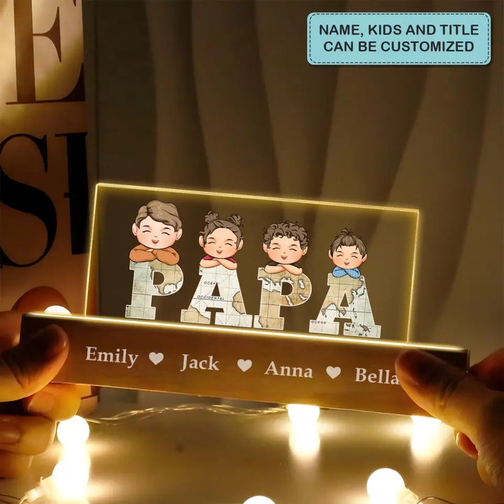 Papa- Personalized Custom Name Night Light - Father's Day Gift For Dad