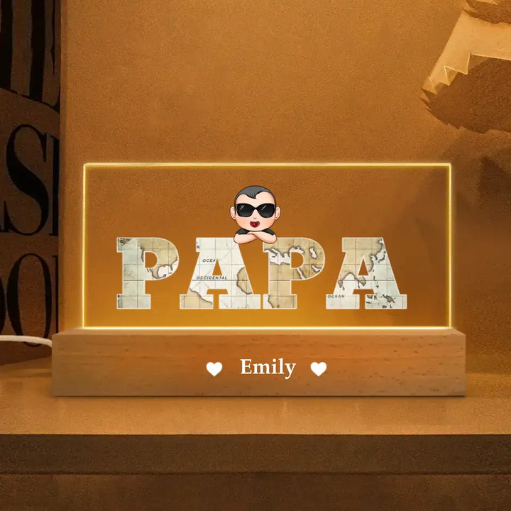 Papa- Personalized Custom Name Night Light - Father's Day Gift For Dad
