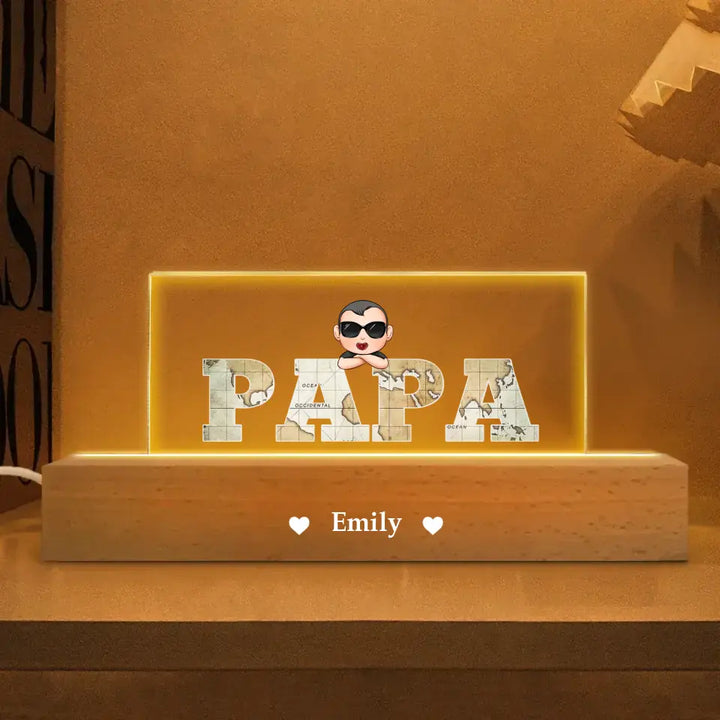 Papa- Personalized Custom Name Night Light - Father's Day Gift For Dad