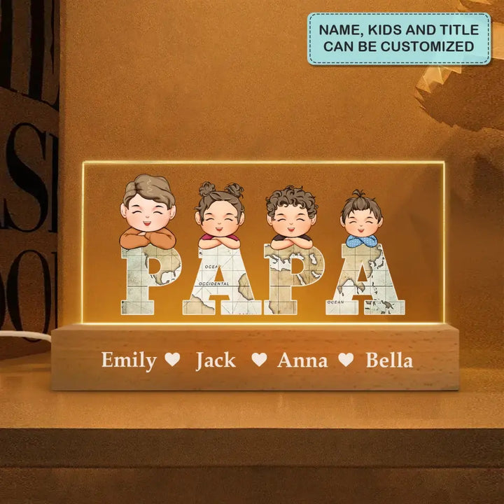 Papa- Personalized Custom Name Night Light - Father's Day Gift For Dad
