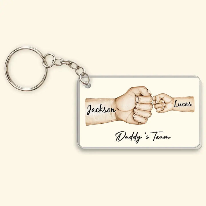 Daddy's Team First Bump - Personalized Custom Acrylic Keychain - Father's Day Gift For Dad