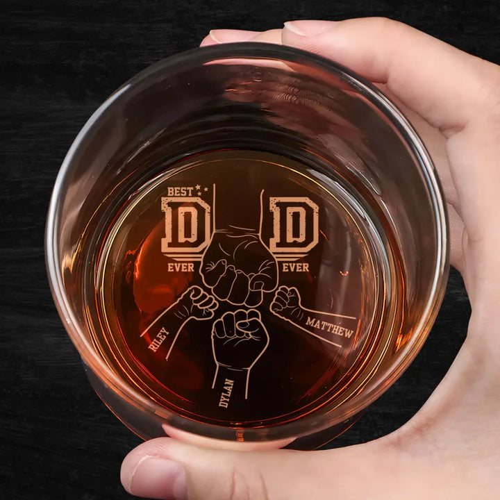 Best Dad Ever - Personalized Custom Whiskey Glass - Father's Day Gift For Dad, Grandpa