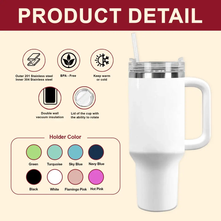 Husband Dad Protection Hero - Personalized Custom Tumbler With Handle - Father's Day Gift For Dad