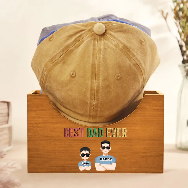 Best Dad - Personalized Custom Wooden Hat Holder - Father's Day Gift For Dad