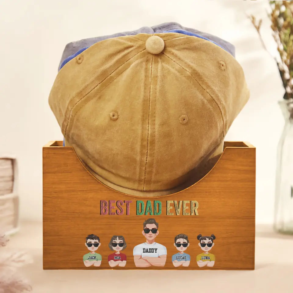 Best Dad - Personalized Custom Wooden Hat Holder - Father's Day Gift For Dad
