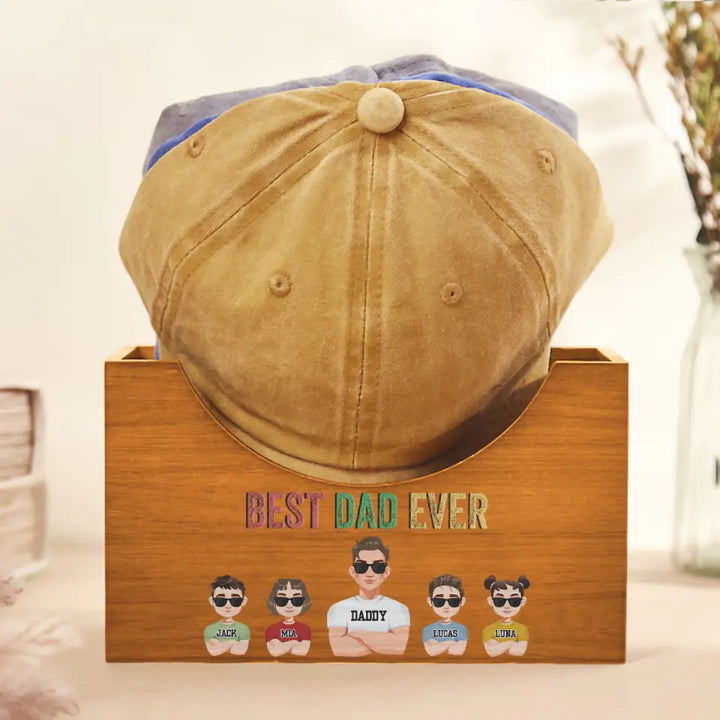 Best Dad - Personalized Custom Wooden Hat Holder - Father's Day Gift For Dad