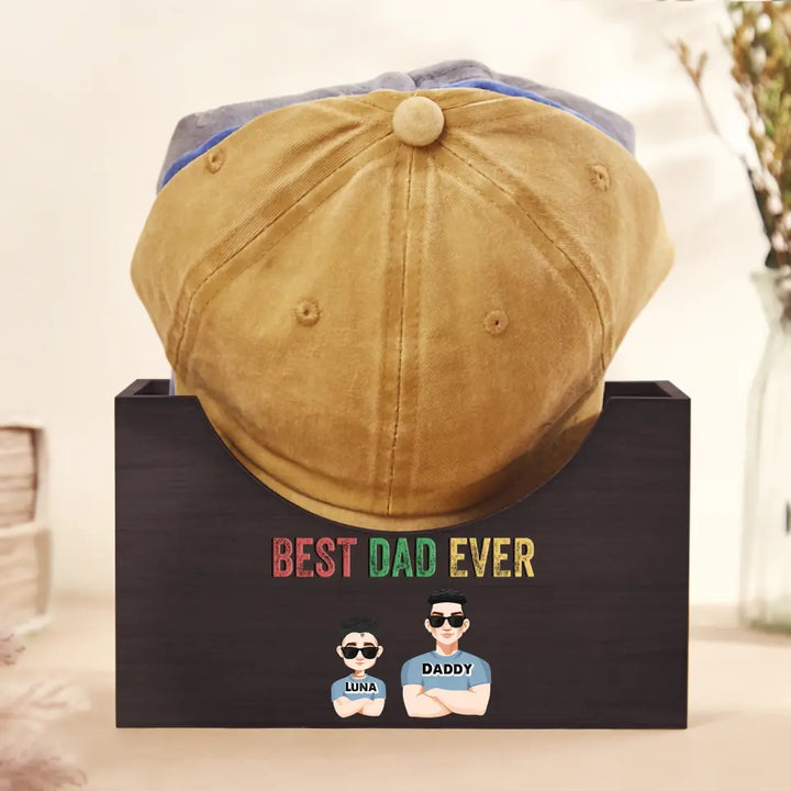 Best Dad - Personalized Custom Wooden Hat Holder - Father's Day Gift For Dad