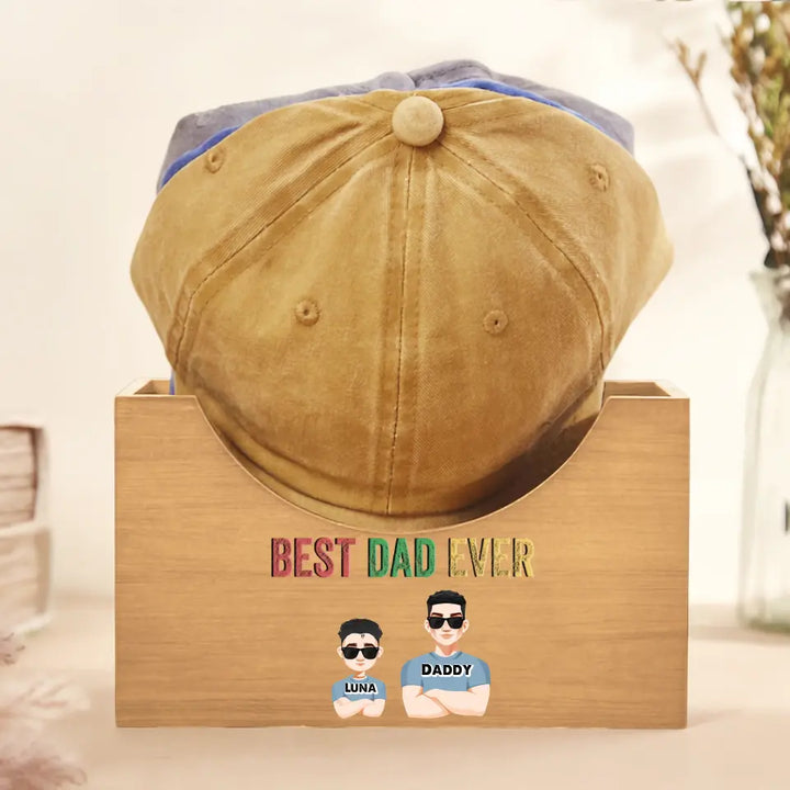 Best Dad - Personalized Custom Wooden Hat Holder - Father's Day Gift For Dad