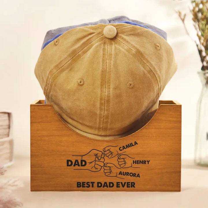 Best Dad Ever - Personalized Custom Wooden Hat Holder - Father's Day Gift For Dad