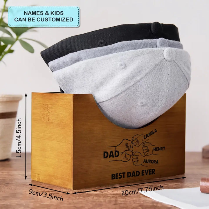 Best Dad Ever - Personalized Custom Wooden Hat Holder - Father's Day Gift For Dad