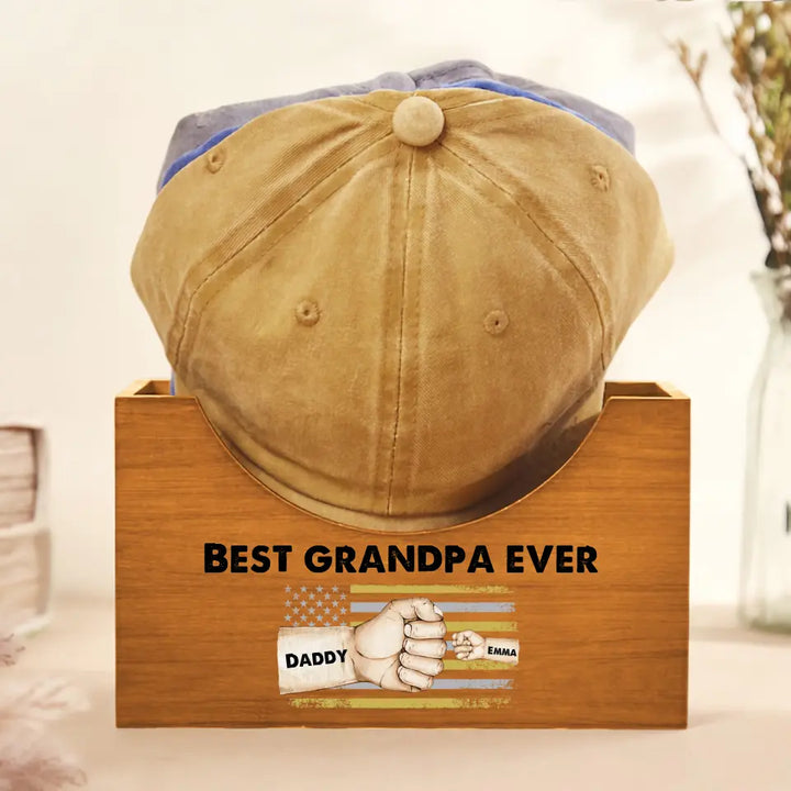 Best Dad Ever Vintage Flag - Personalized Custom Wooden Hat Holder - Father's Day Gift For Dad