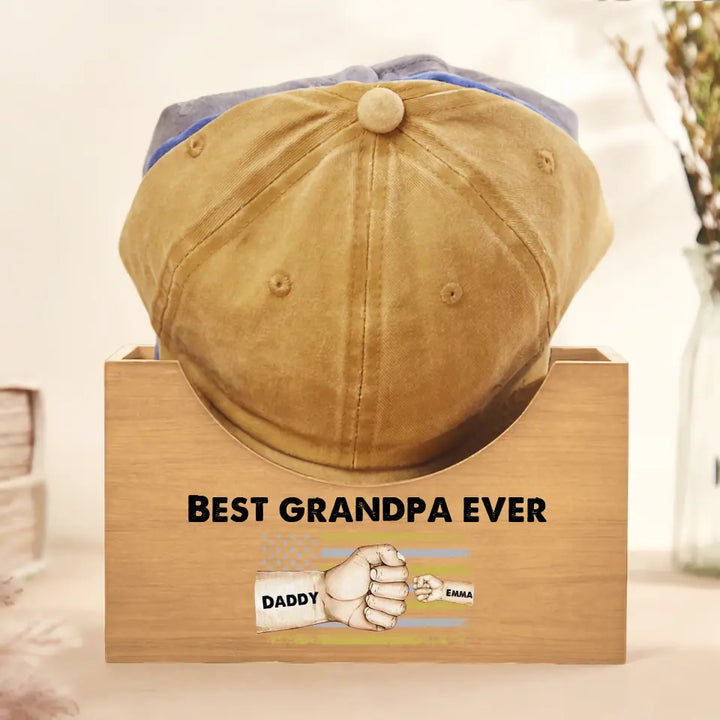Best Dad Ever Vintage Flag - Personalized Custom Wooden Hat Holder - Father's Day Gift For Dad