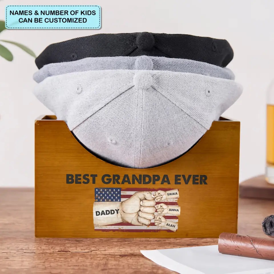 Best Dad Ever Vintage Flag - Personalized Custom Wooden Hat Holder - Father's Day Gift For Dad