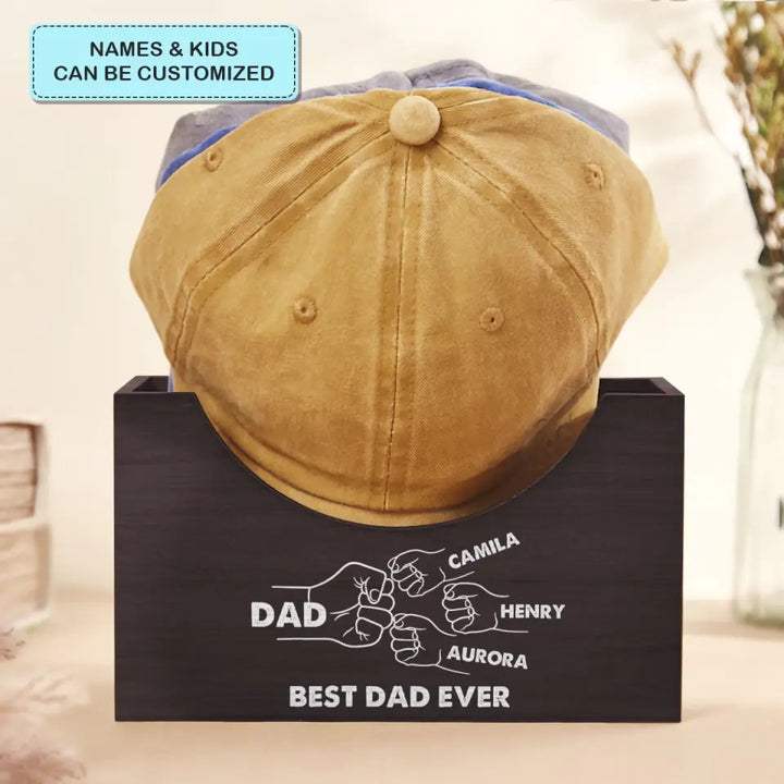 Best Dad Ever - Personalized Custom Wooden Hat Holder - Father's Day Gift For Dad