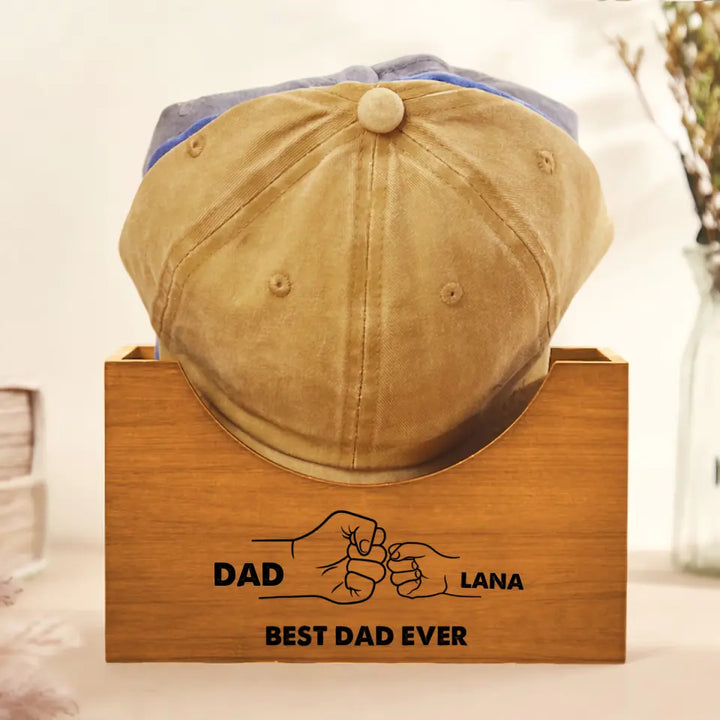 Best Dad Ever - Personalized Custom Wooden Hat Holder - Father's Day Gift For Dad
