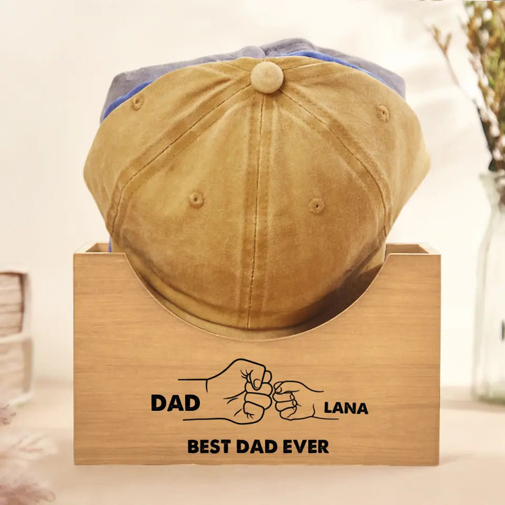 Best Dad Ever - Personalized Custom Wooden Hat Holder - Father's Day Gift For Dad