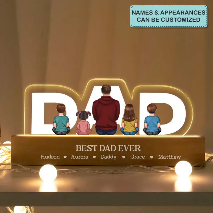 Dad We Love You - Personalized Custom Name Night Light - Father's Day Gift For Dad
