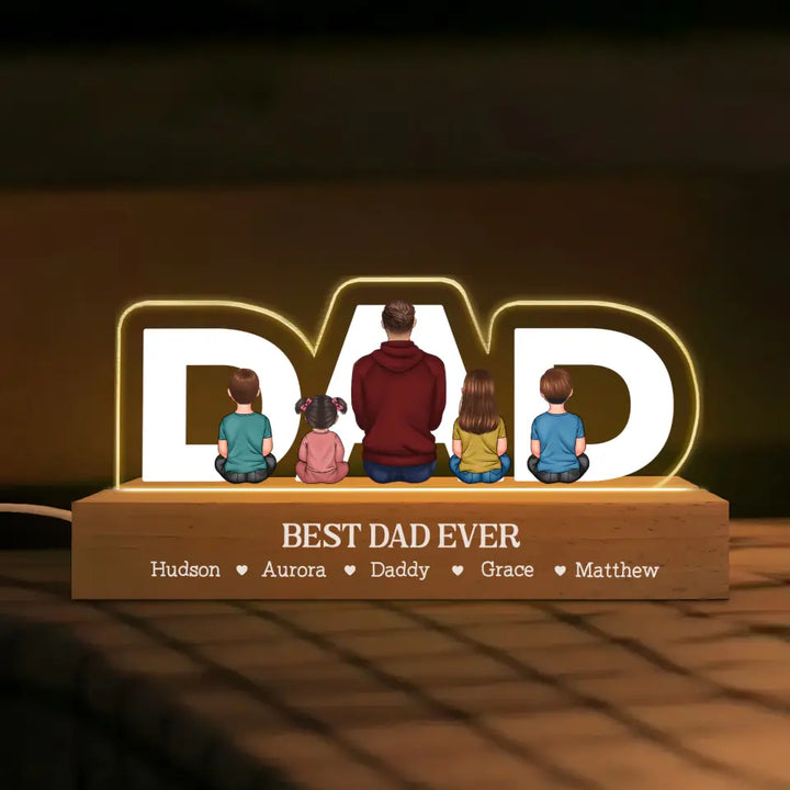 Dad We Love You - Personalized Custom Name Night Light - Father's Day Gift For Dad