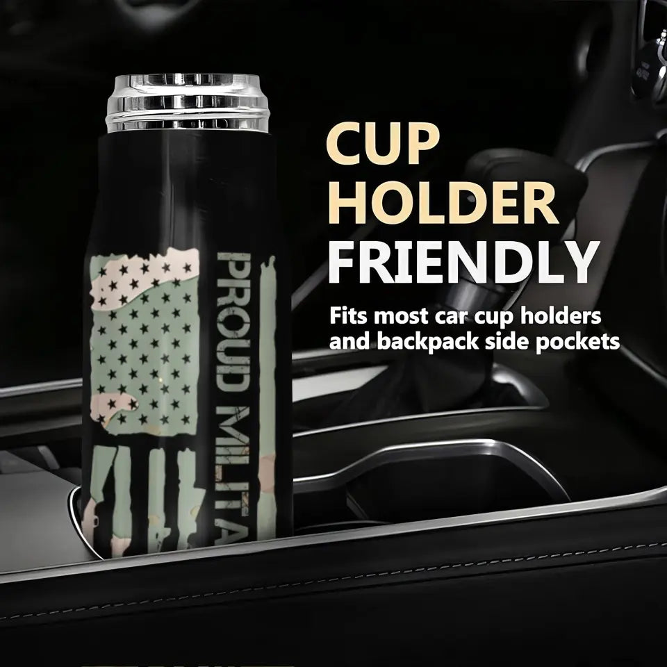 Proud Military Dad - Personalized Custom Bullet Tumbler - Father's Day Gift For Grandpa, Dad