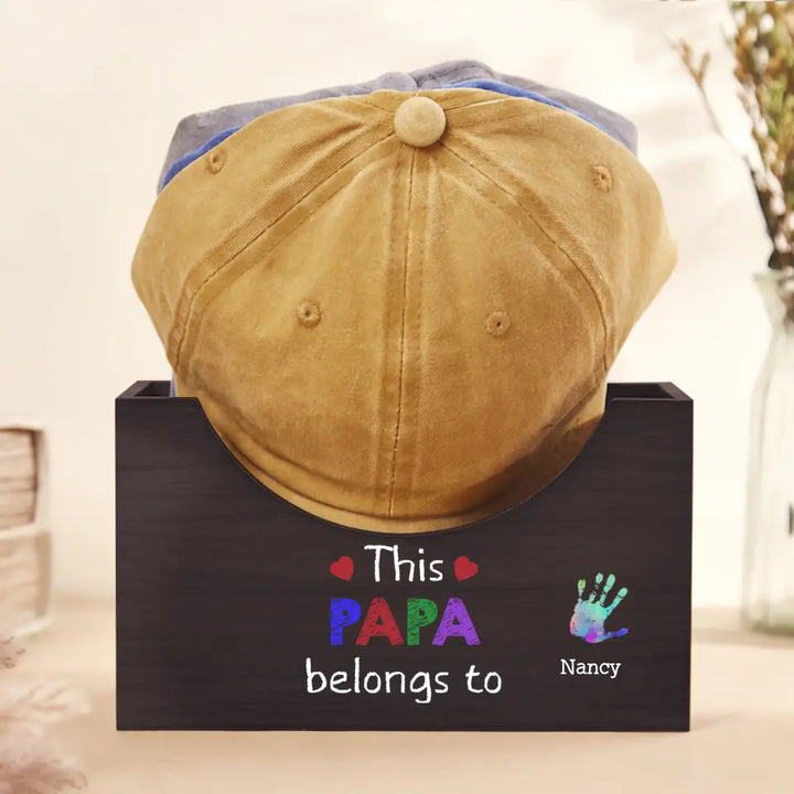 This Dad Belong To - Personalized Custom Wooden Hat Holder - Father's Day Gift For Dad