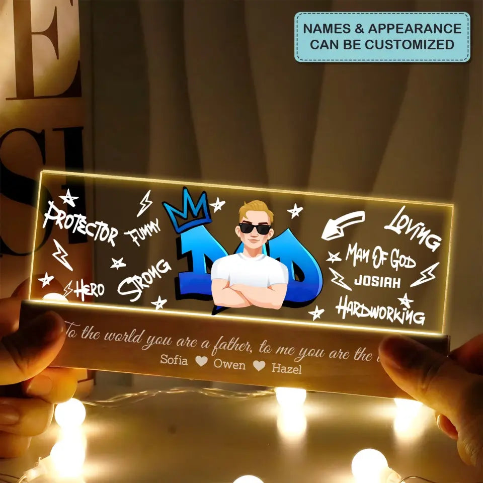 Dad Graffiti - Personalized Custom Name Night Light - Father's Day Gift For Dad