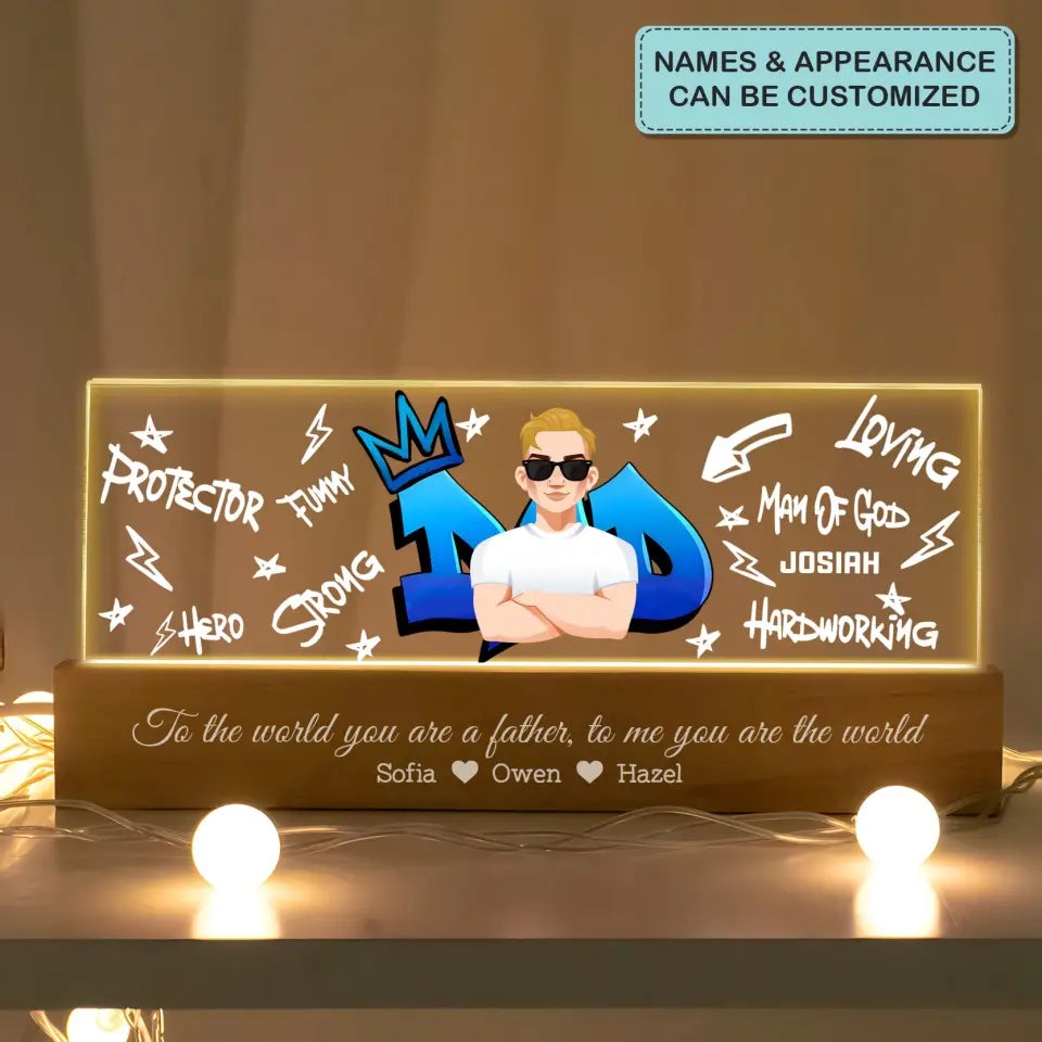 Dad Graffiti - Personalized Custom Name Night Light - Father's Day Gift For Dad