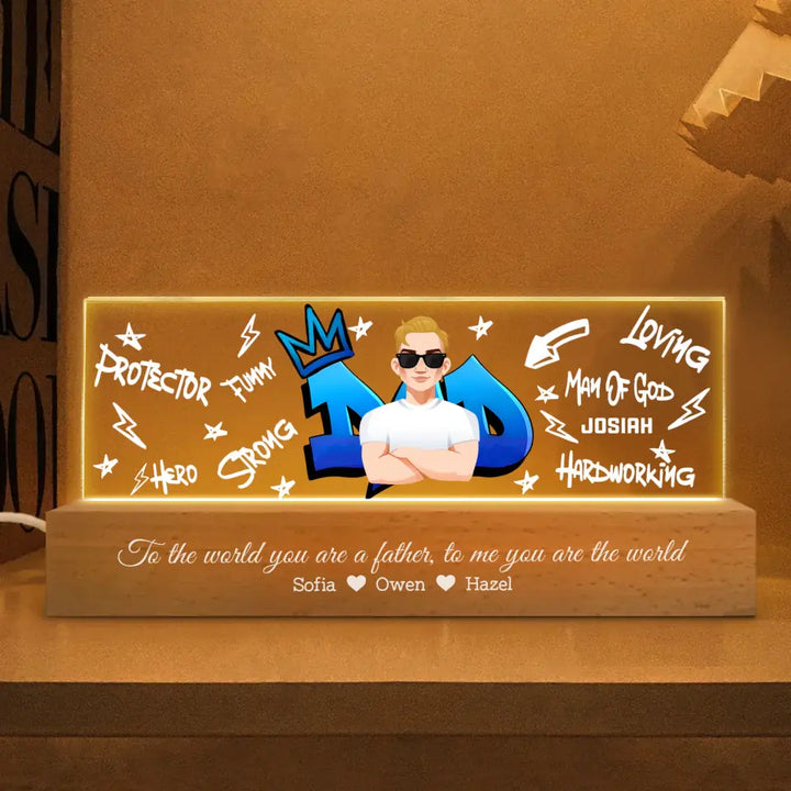 Dad Graffiti - Personalized Custom Name Night Light - Father's Day Gift For Dad
