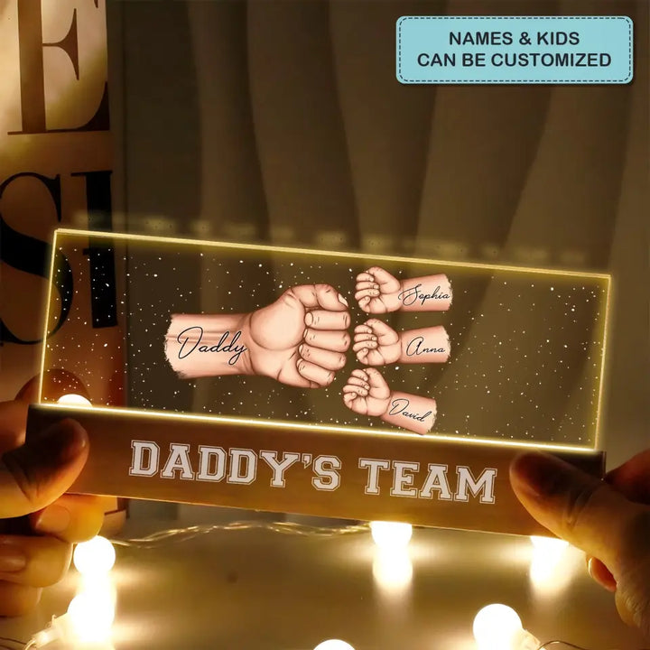 Daddy's Team - Personalized Custom Name Night Light - Father's Day Gift For Dad