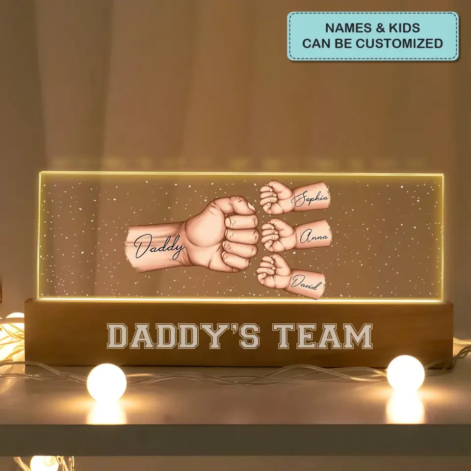 Daddy's Team - Personalized Custom Name Night Light - Father's Day Gift For Dad