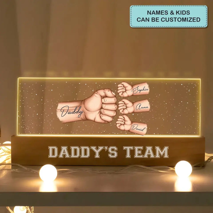 Daddy's Team - Personalized Custom Name Night Light - Father's Day Gift For Dad