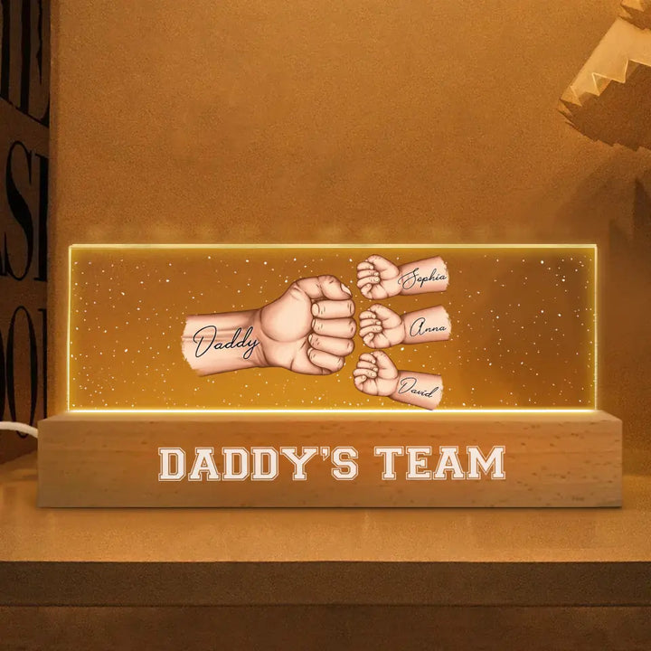 Daddy's Team - Personalized Custom Name Night Light - Father's Day Gift For Dad