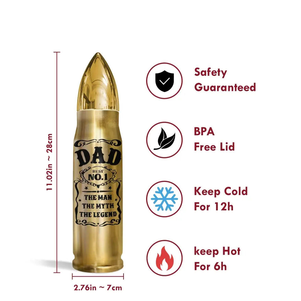 The Man The Myth The Legend - Personalized Custom Bullet Tumbler - Father's Day Gift For Grandpa, Dad