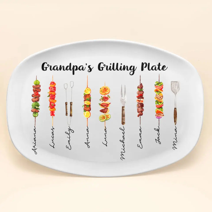 Daddy's Grilling Plate - Personalized Custom Platter - Father's Day Gift For Dad