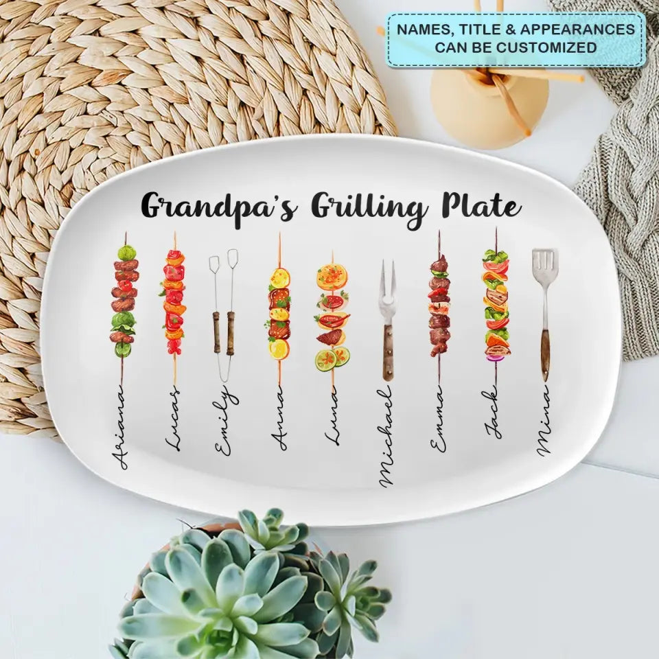 Daddy's Grilling Plate - Personalized Custom Platter - Father's Day Gift For Dad